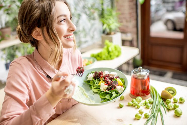 Woman eating anti-aging diet