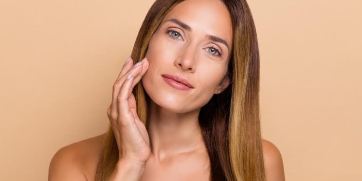 woman skincare products